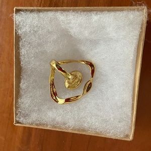 Alexis Bittar Large Crumpled Orbit Fashion Statement Ring. Size 6-8.